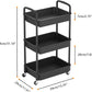 3 Tier Plastic Rolling Cart with Handle Utility Storage Cart with Office Living Room Kitchen