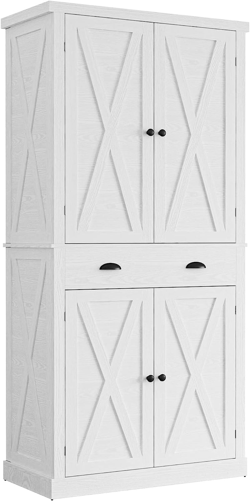 Kitchen Pantry Storage Cabinet 72" Height with Barn Doors Drawer 4 Adjustable