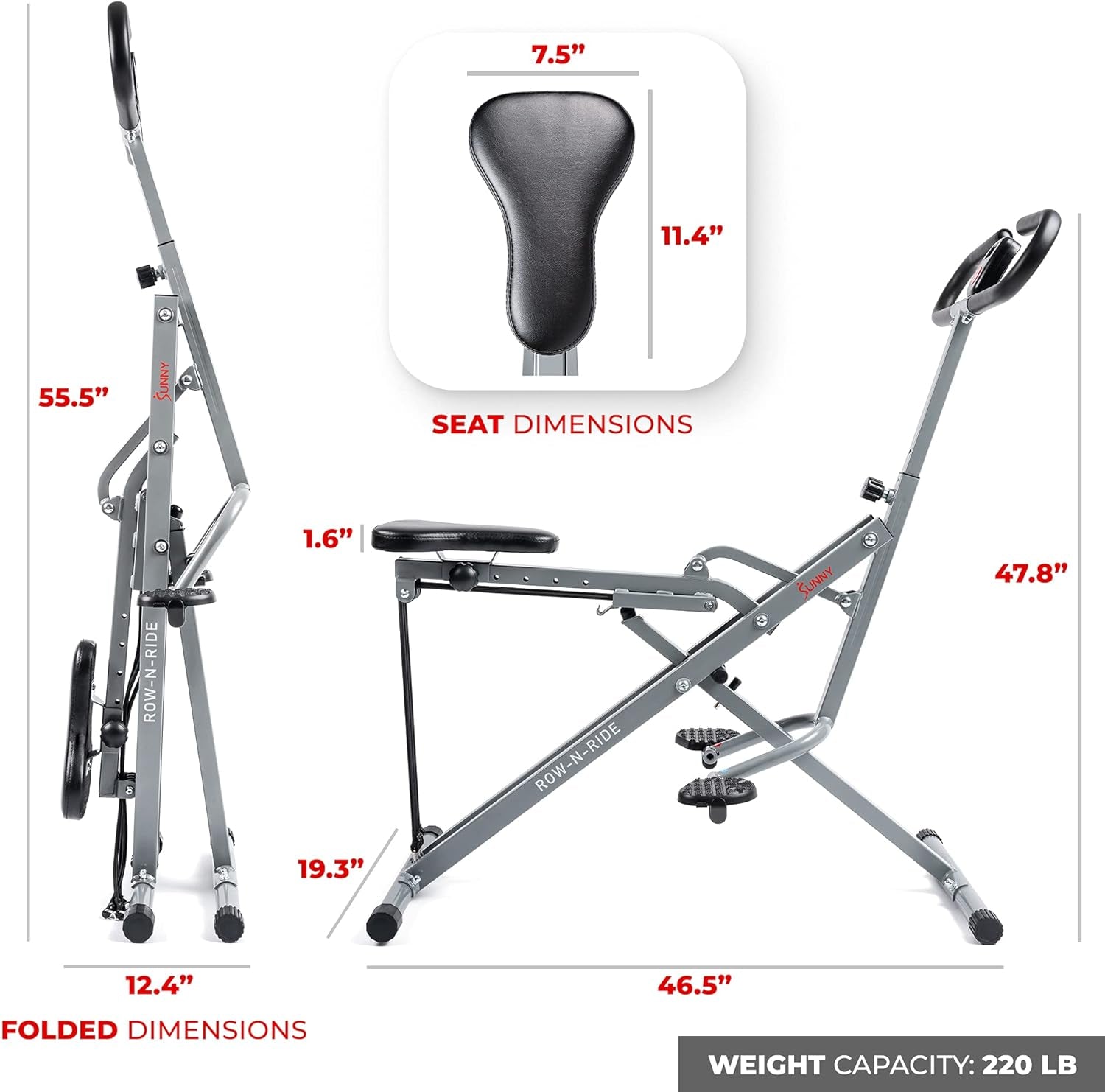 Row N Ride Squat Assist Trainer for Glutes & Legs Workout with Adjustable Resistance