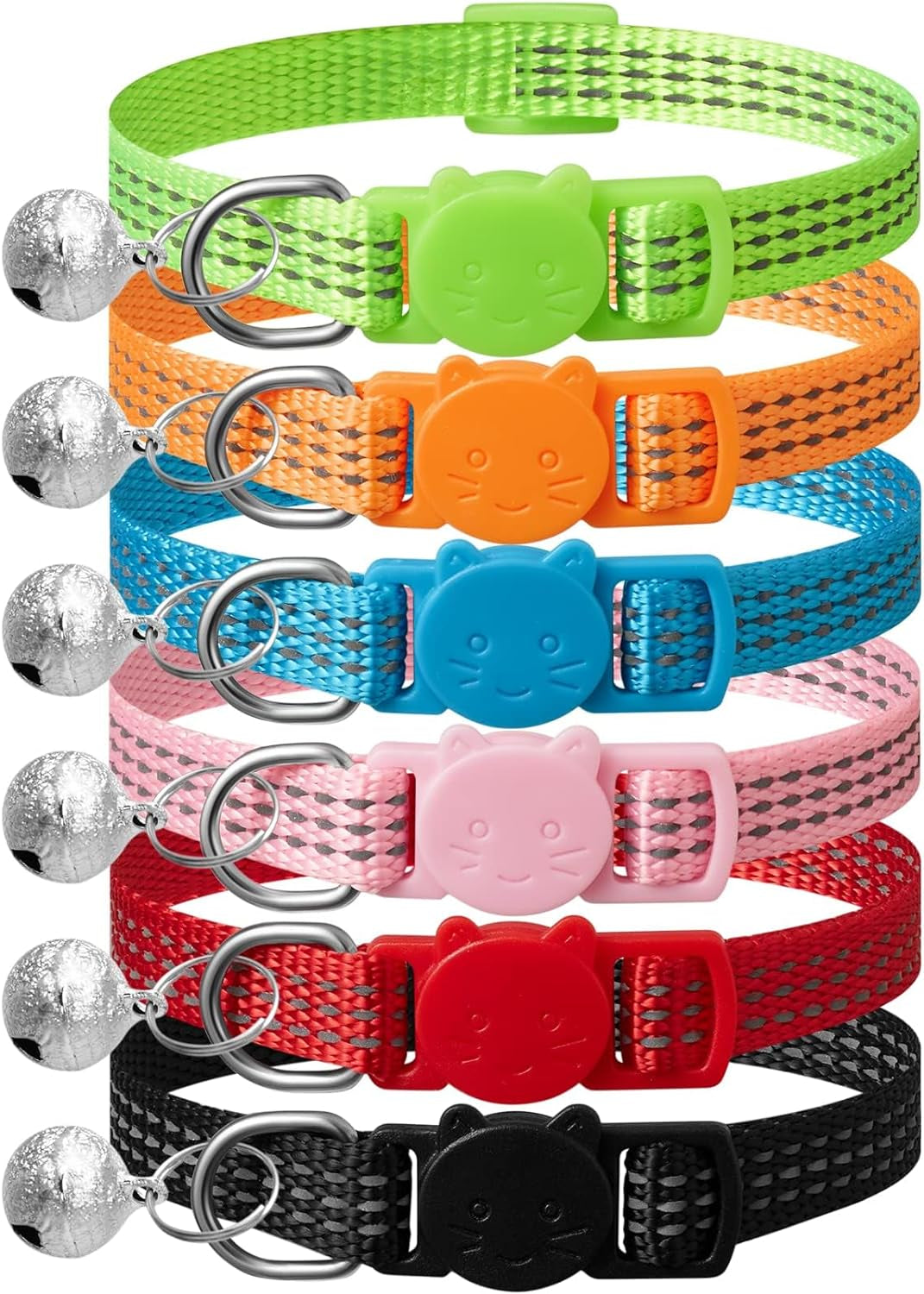 Upgraded Version 6 Pack Reflective Cat Collars with Bell