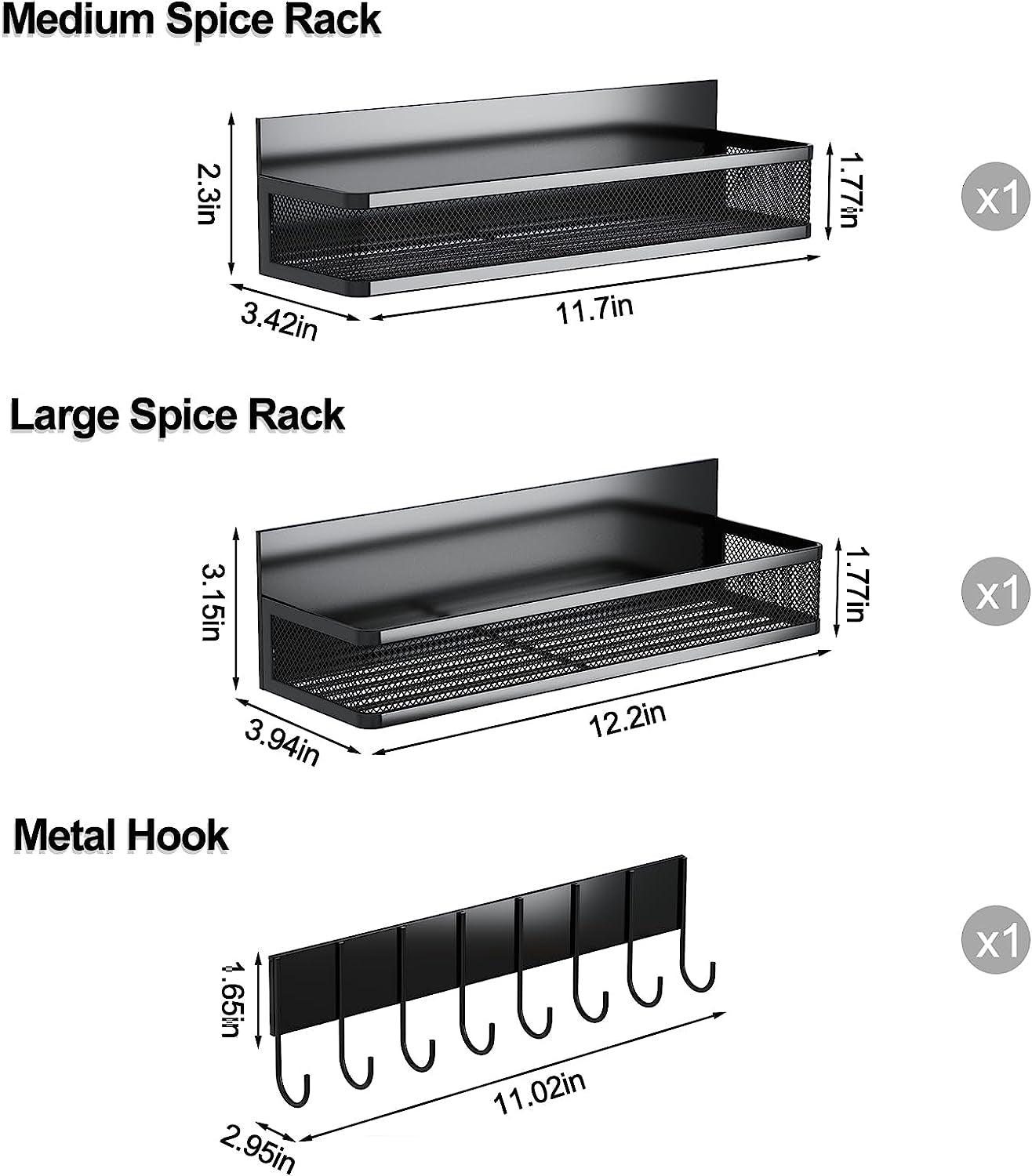 3 Pack Magnetic Shelf Moveable Fridge Organizer with 