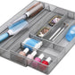 KCH-02163 Steel Mesh 7-Compartment Expandable Utility Drawer Organizer Silver