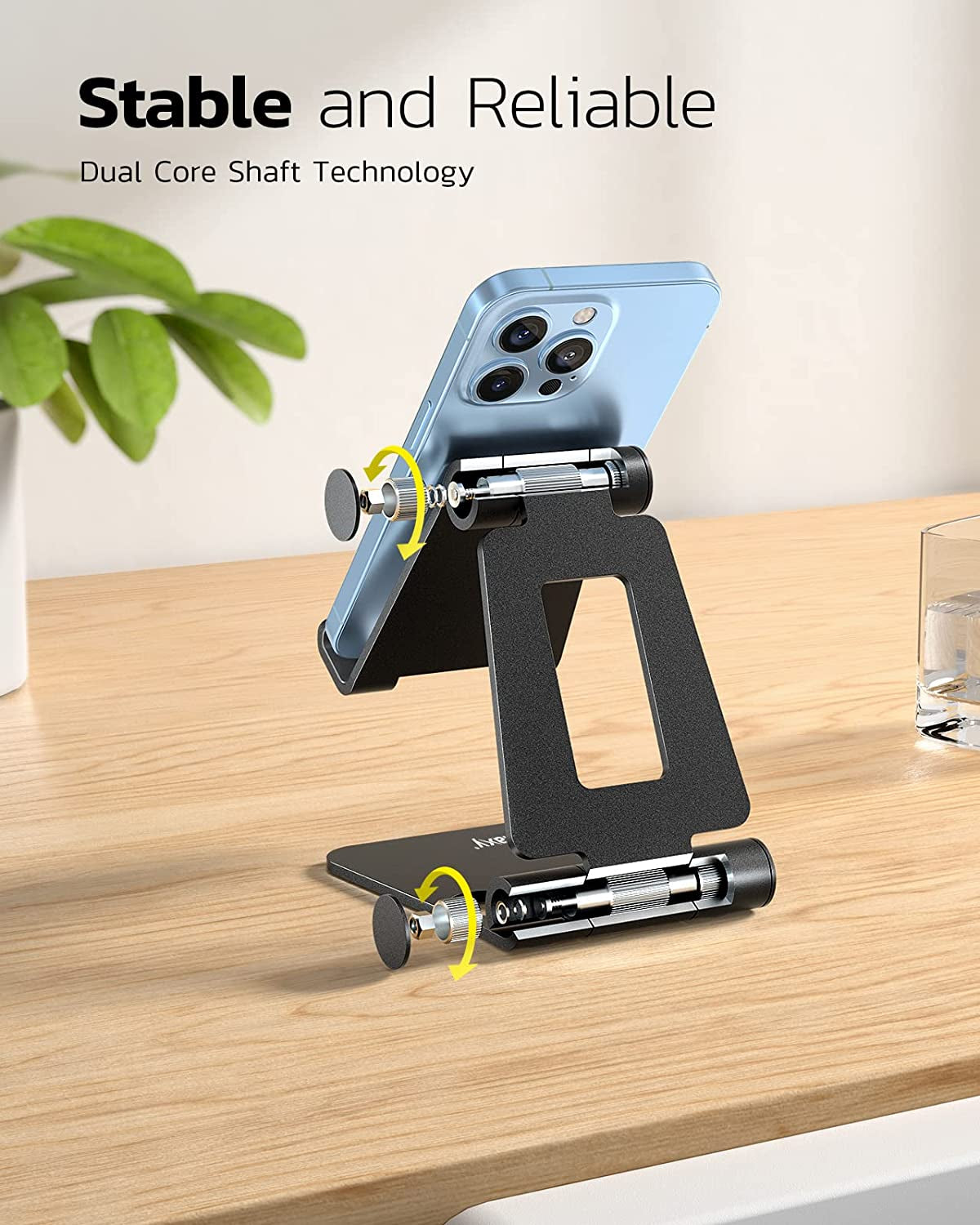 Dual Folding Cell Phone Stand Fully Adjustable Foldable Desktop Phone Holder Cradle Dock Compatible