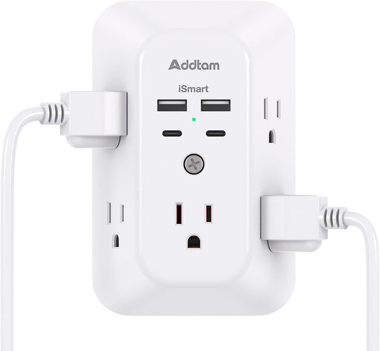 Surge Protector Outlet Extender 5 Outlet Splitter with 4 USB Wall Charger