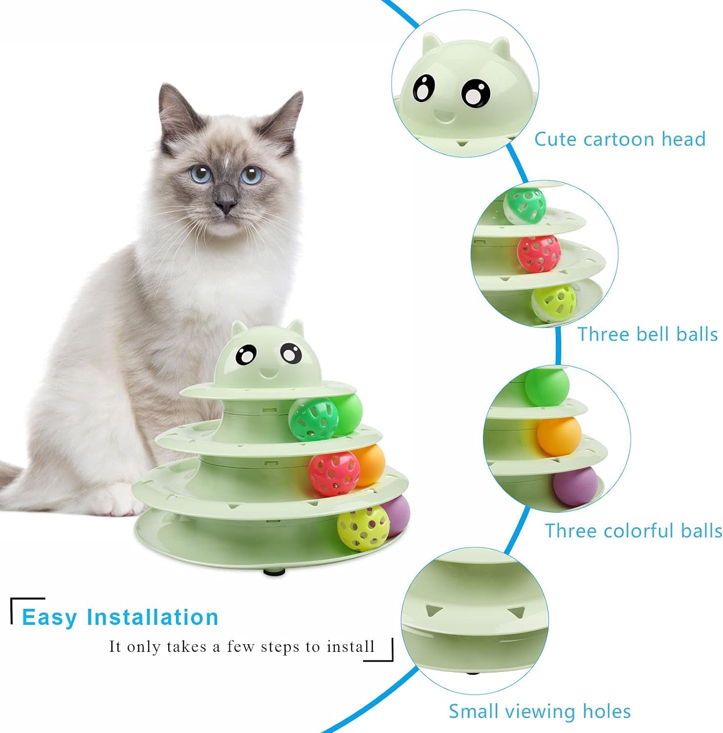 Level Turntable Cat Toy Balls with Six Colorful Balls 