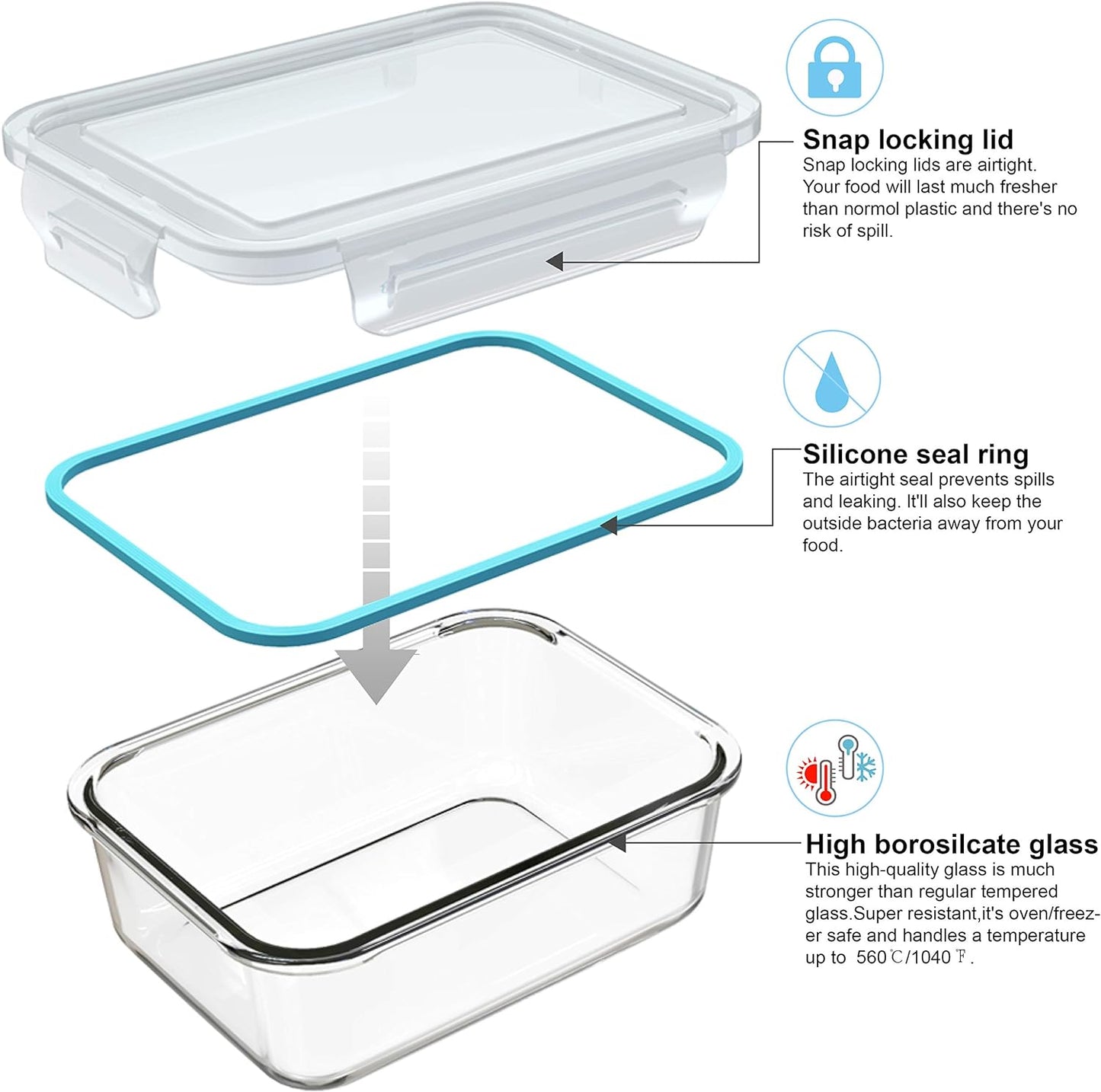  Meal Prep Containers for Food Storage BPA Free 