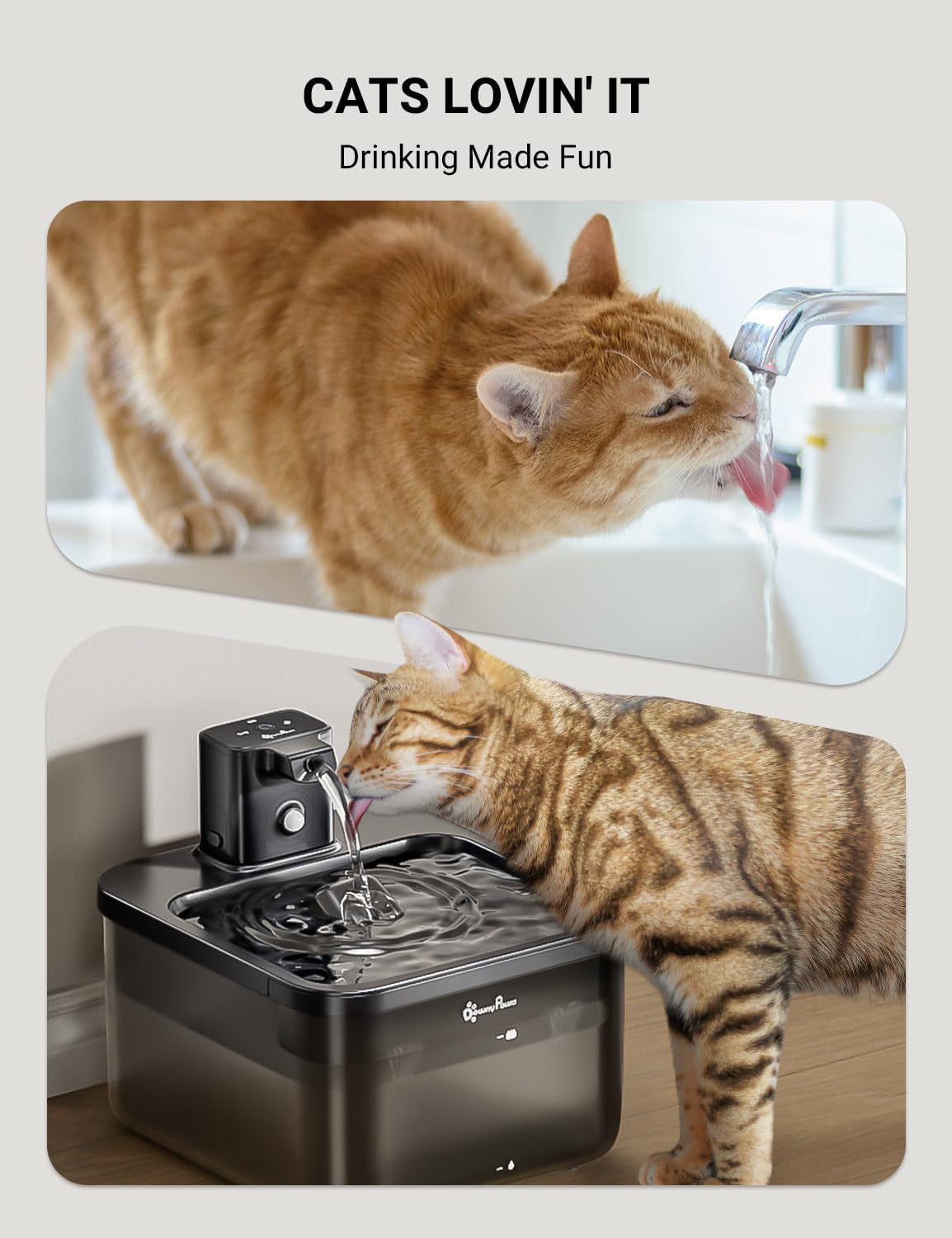 Fursink Wireless Pet Water Fountain for Cats Inside Automatic 