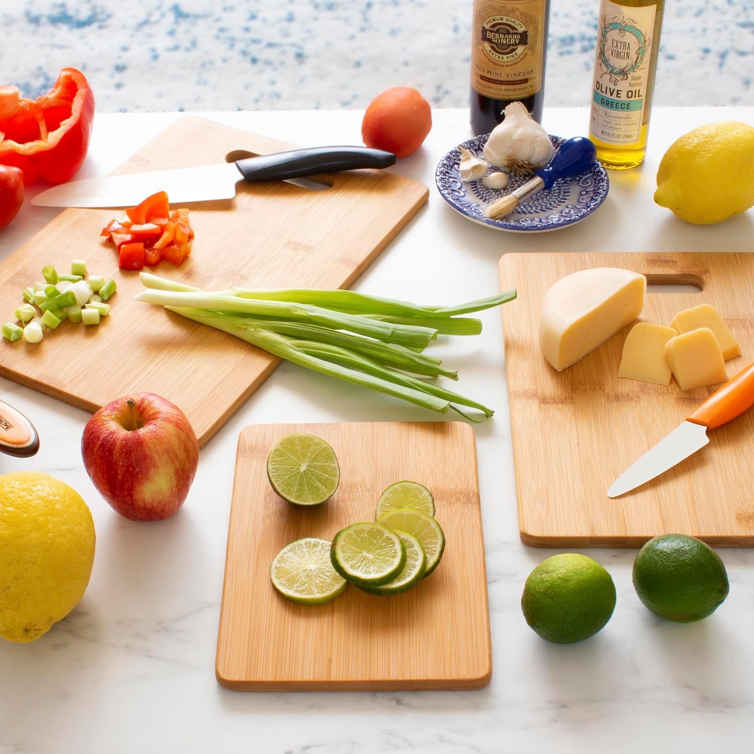 3 Piece Bamboo Cutting Board Set 3 Assorted Sizes of Bamboo Wood Cutting Boards 