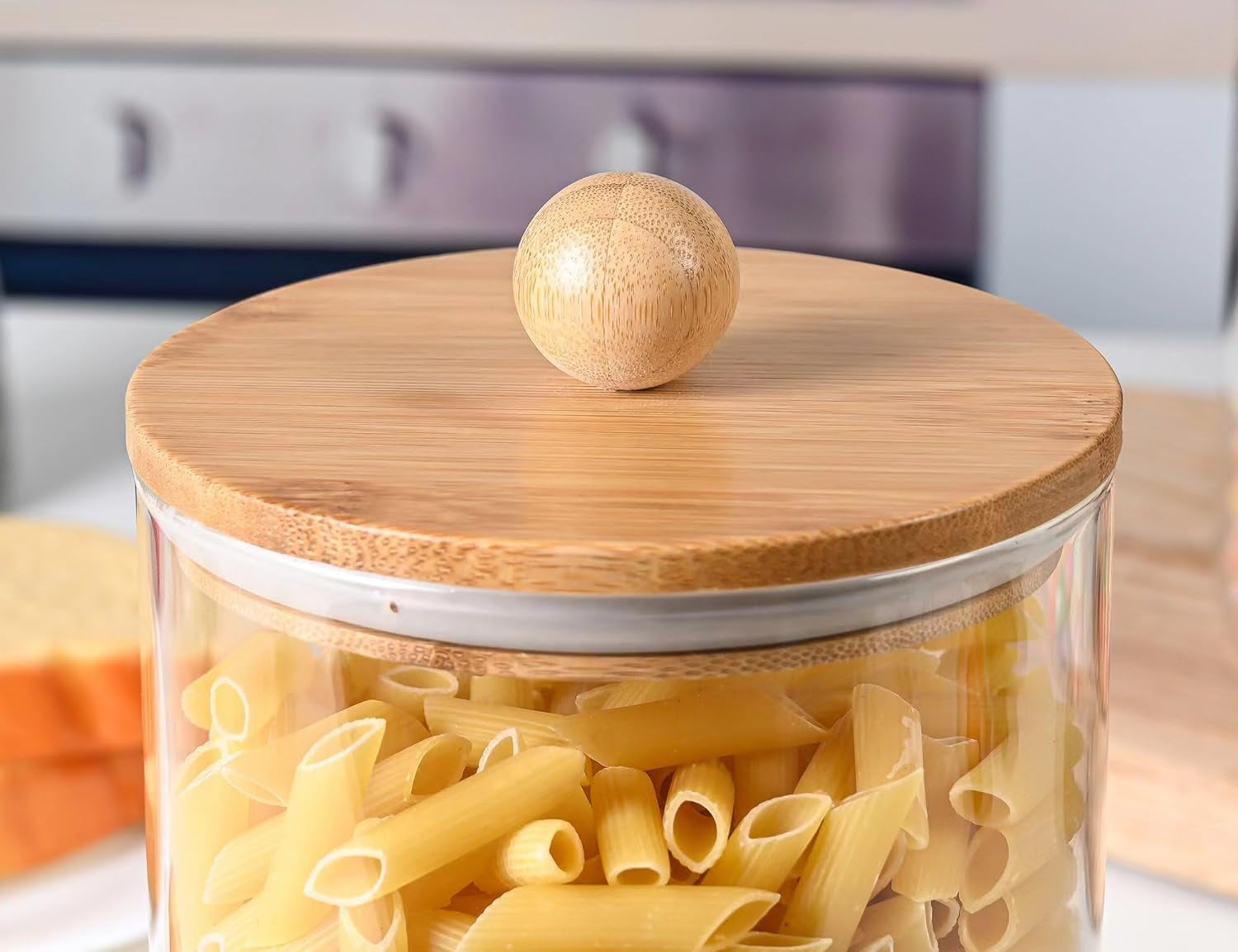   Canisters for Kitchen Counter with Airtight Bamboo 