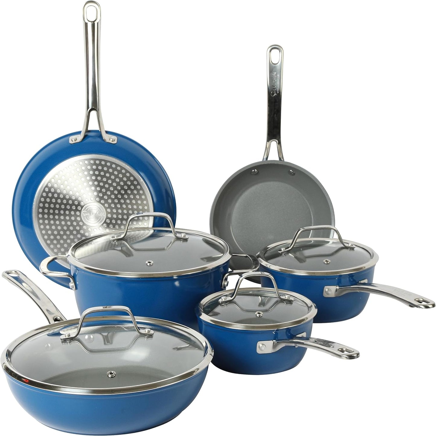 Kitchen Essentials 10 Piece PFA Free Titanium Ceramic Nonstick Interior Forged 