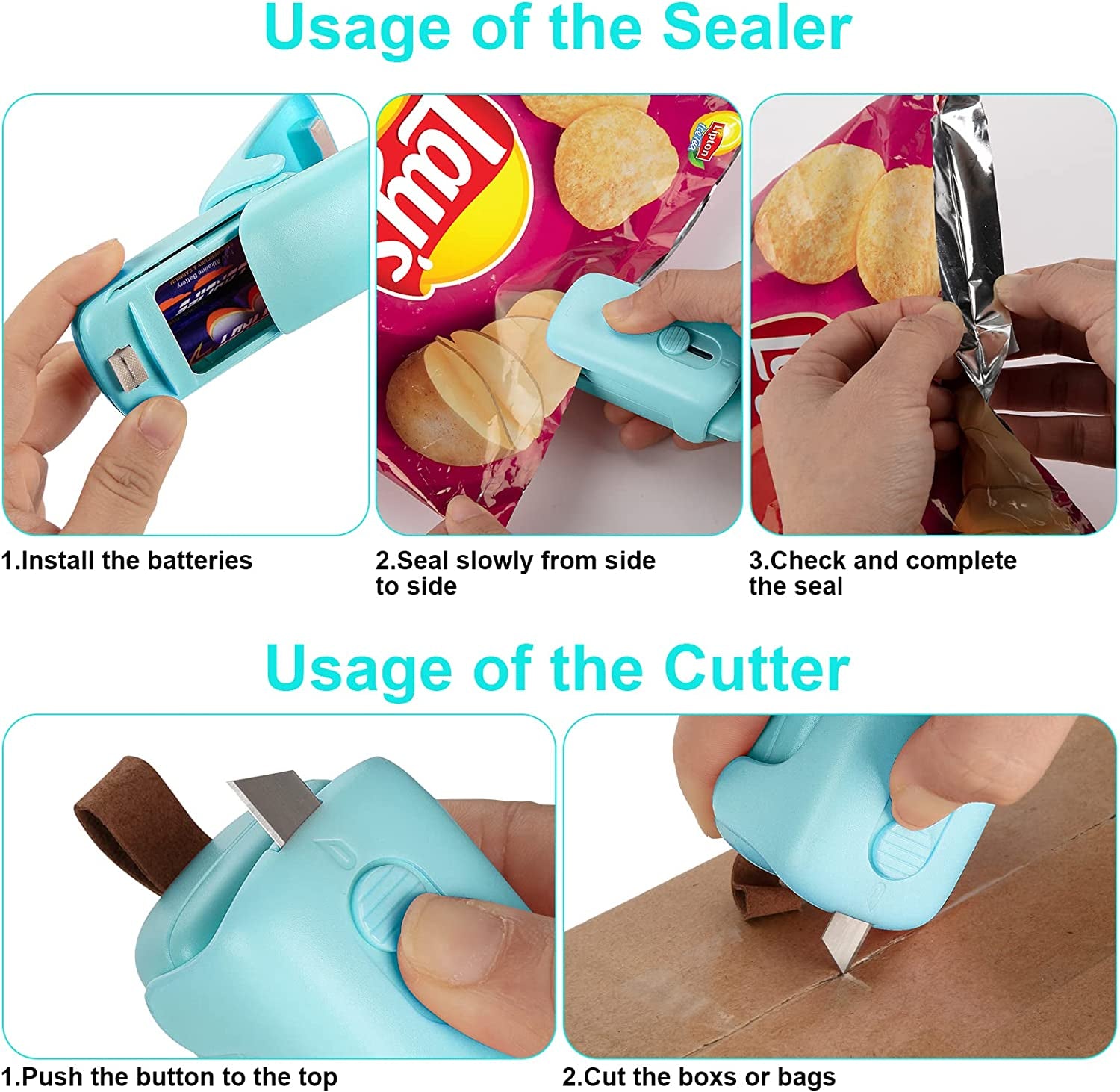 Mini  Chip Bag Sealer Heat Seal with Cutter & Magnet Mini Sealing Machine 