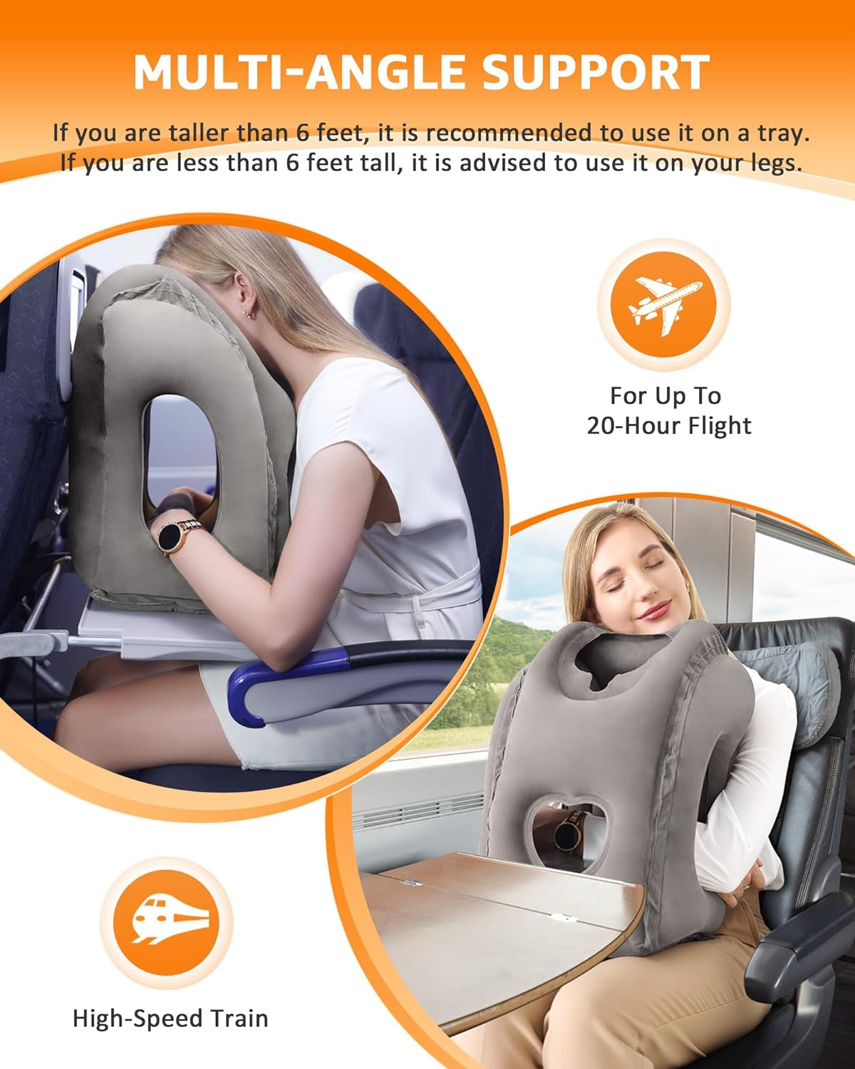 Travel Pillow Inflatable Neck Pillow Used for Airplanes Cars/Buses Trains Office Napping