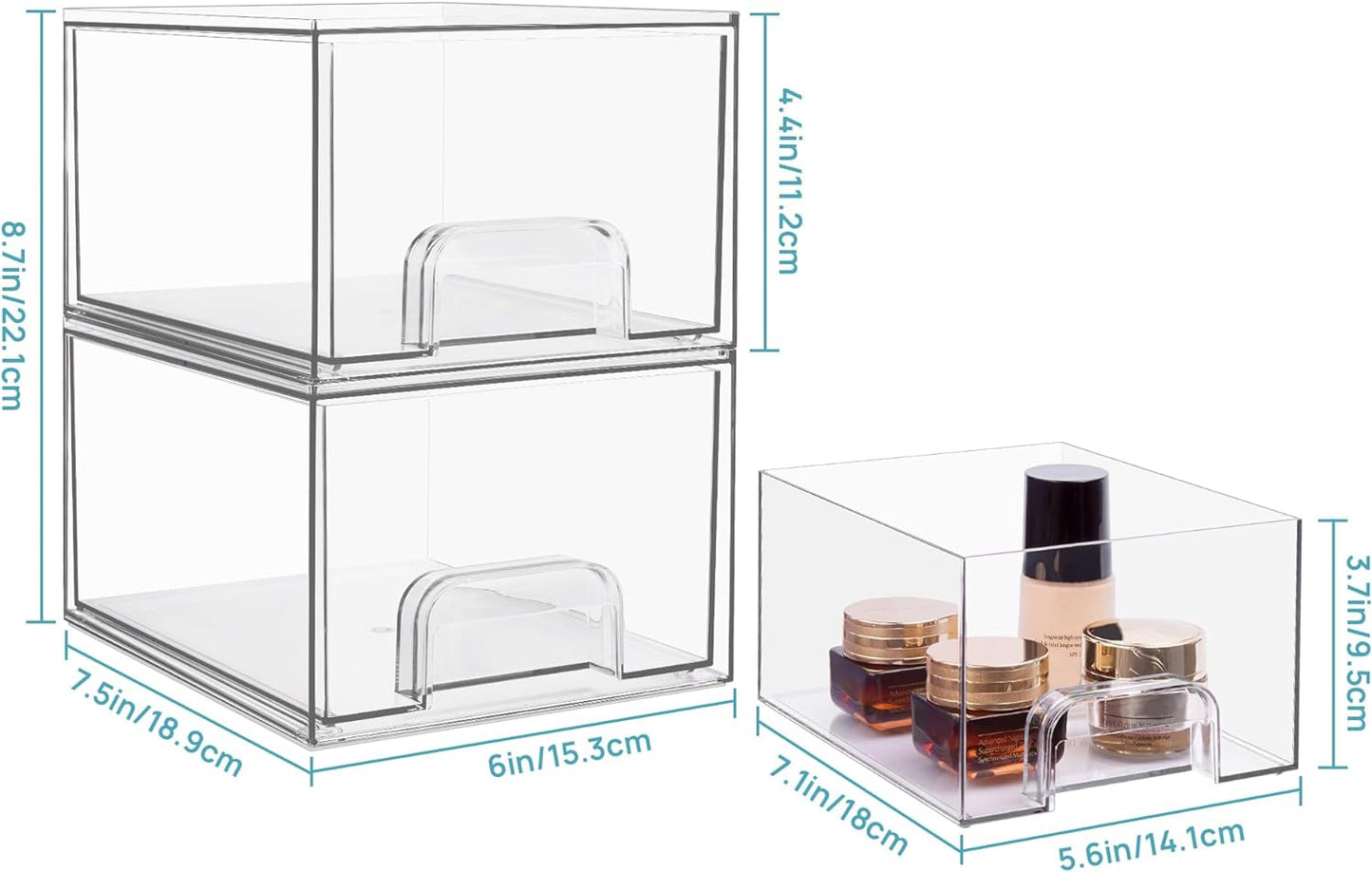 Tall Acrylic Bathroom Makeup Organizer Plastic Storage Bins