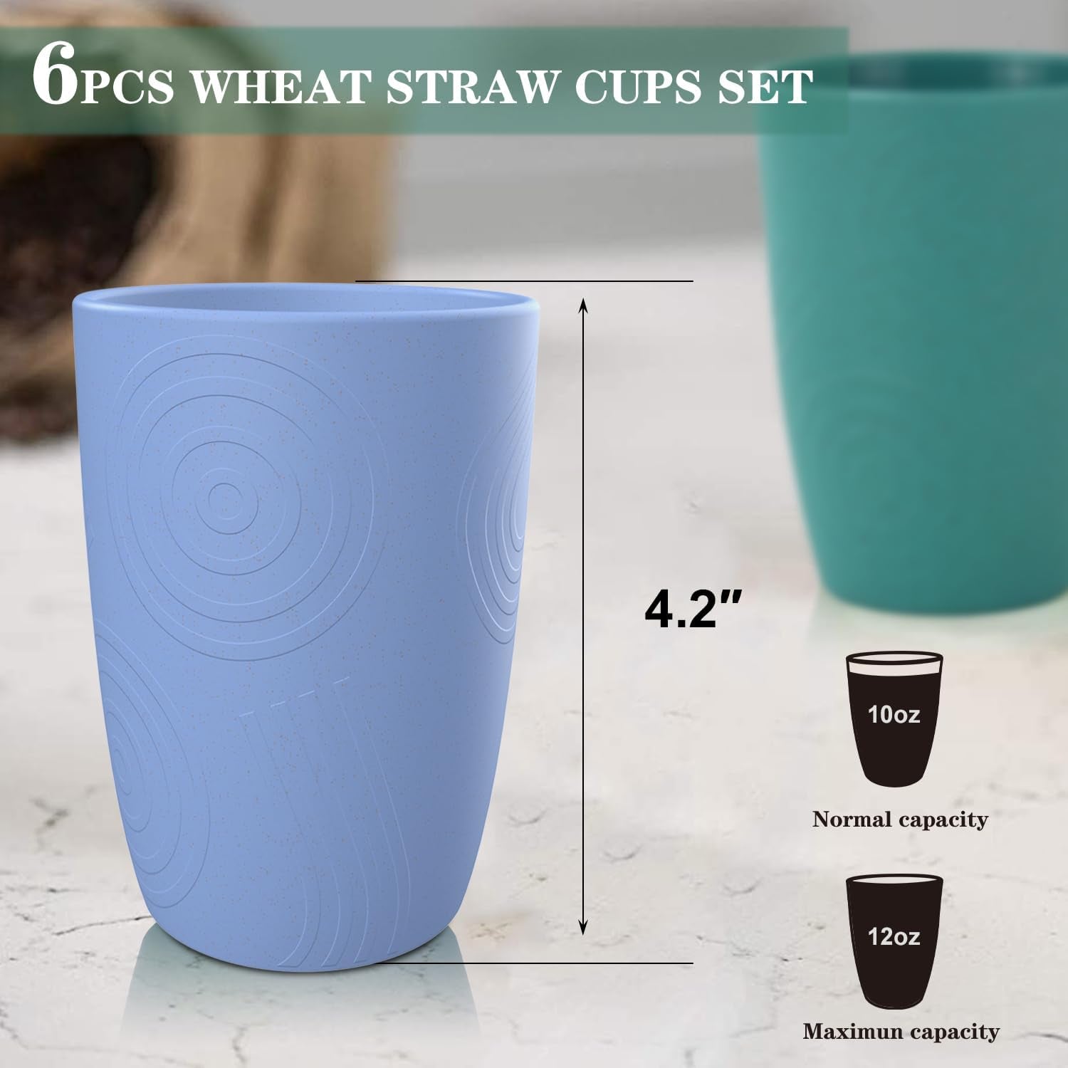 Drinking Glasses Premium Wheat Straw Unbreakable Cups  Set of 6 Alternative 