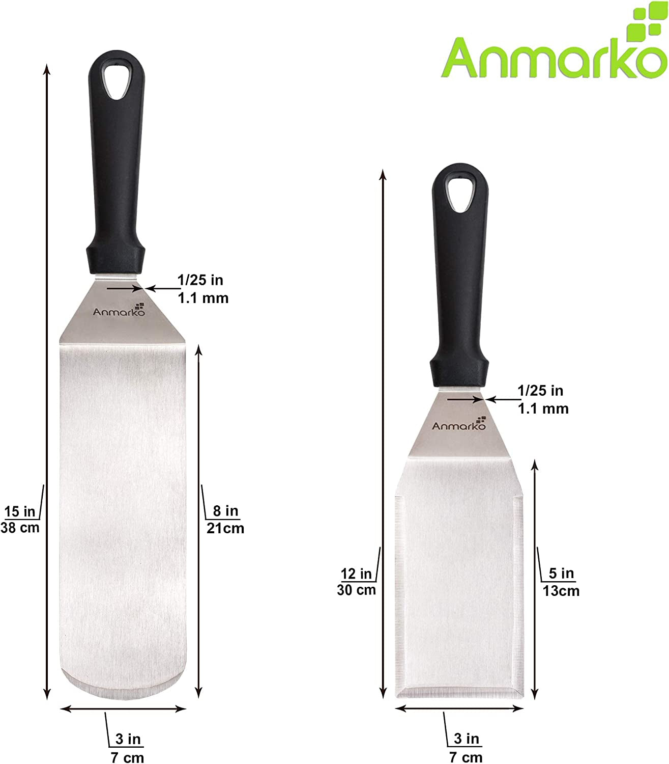 Professional Chef Griddle Spatulas Set of 3 Heavy 