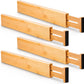 4 PCS Bamboo Kitchen Drawer Dividers Adjustable Drawer Organizers for Socks