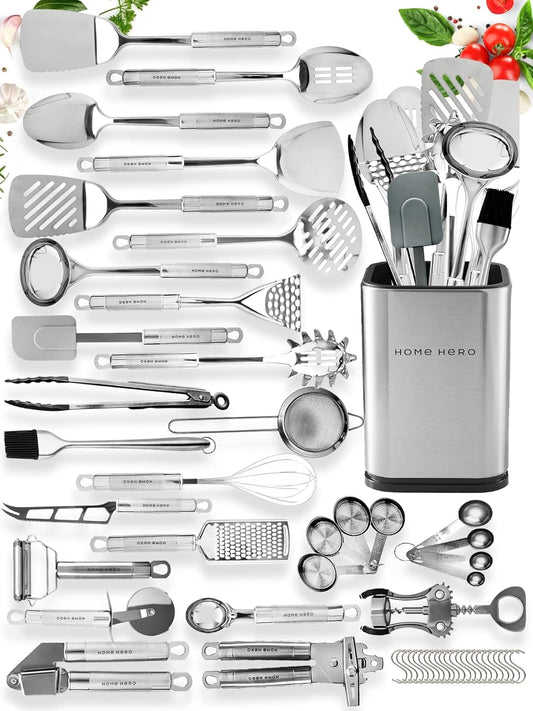 54 Pcs Stainless Steel Kitchen Utensils Set Nonstick Stainless Steel Cooking Utensils Set