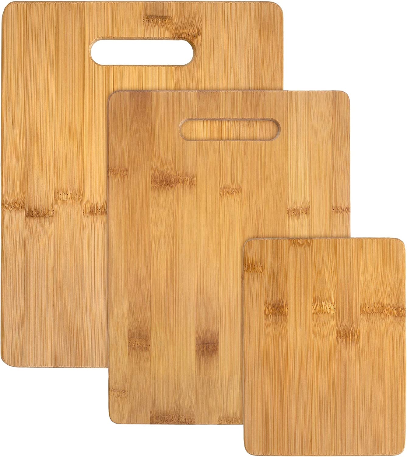 3 Piece Bamboo Cutting Board Set 3 Assorted Sizes of Bamboo Wood Cutting Boards 