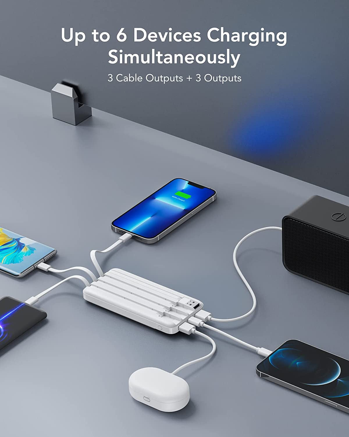 Portable Charger with Built in Cables Portable Charger with Cords Wires Slim