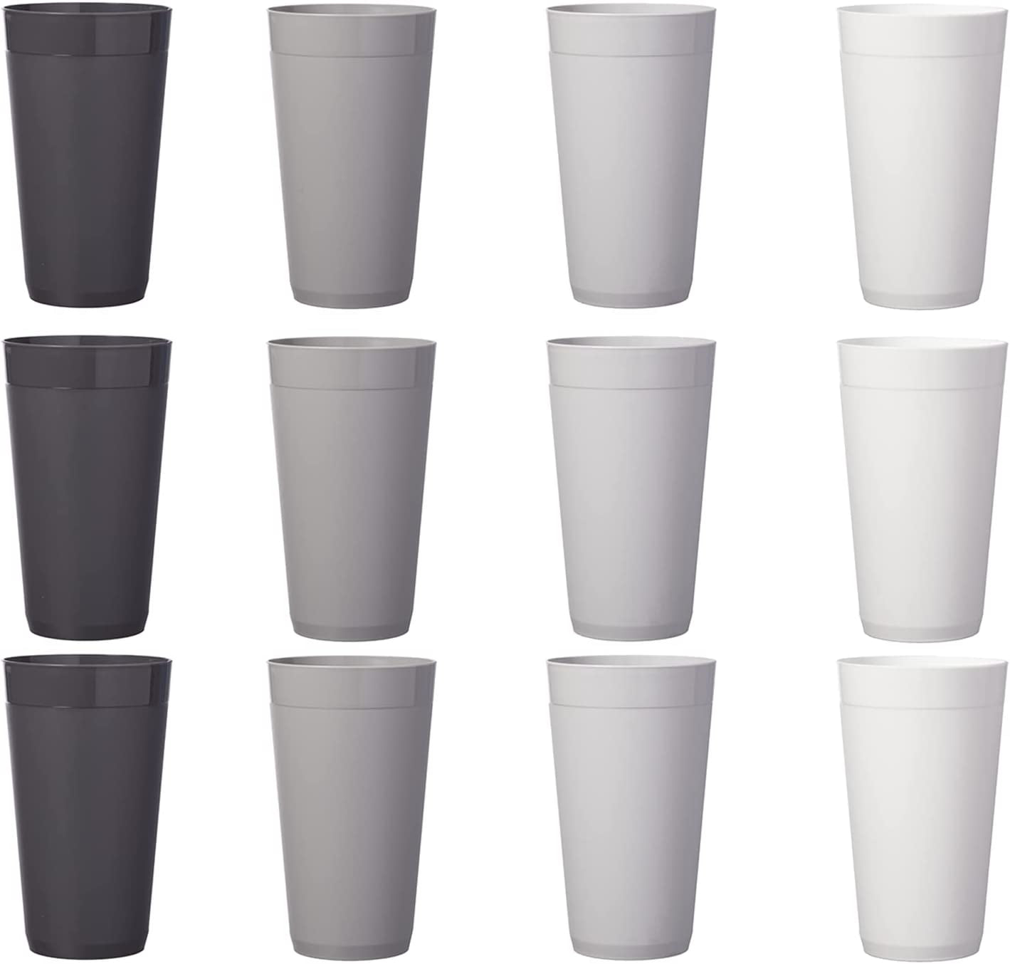 Newport 20 Ounce Unbreakable Plastic Stackable Water Tumblers in Grey Stone Set 