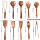 Natural Teak Wood Kitchen Utensils with Spatula and Ladle