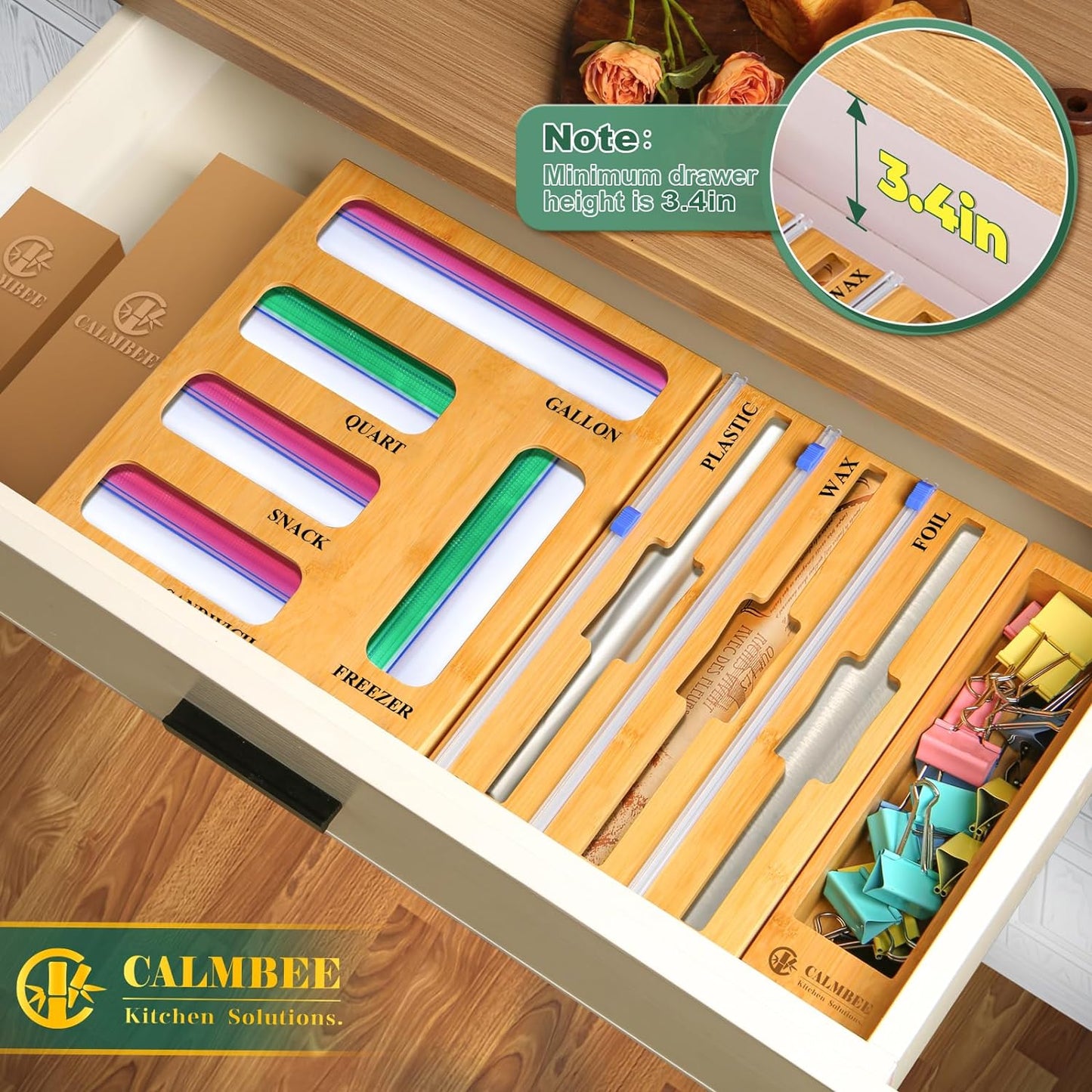  Foil and Plastic Wrap Organizer with Cutter Kitchen Organizers 