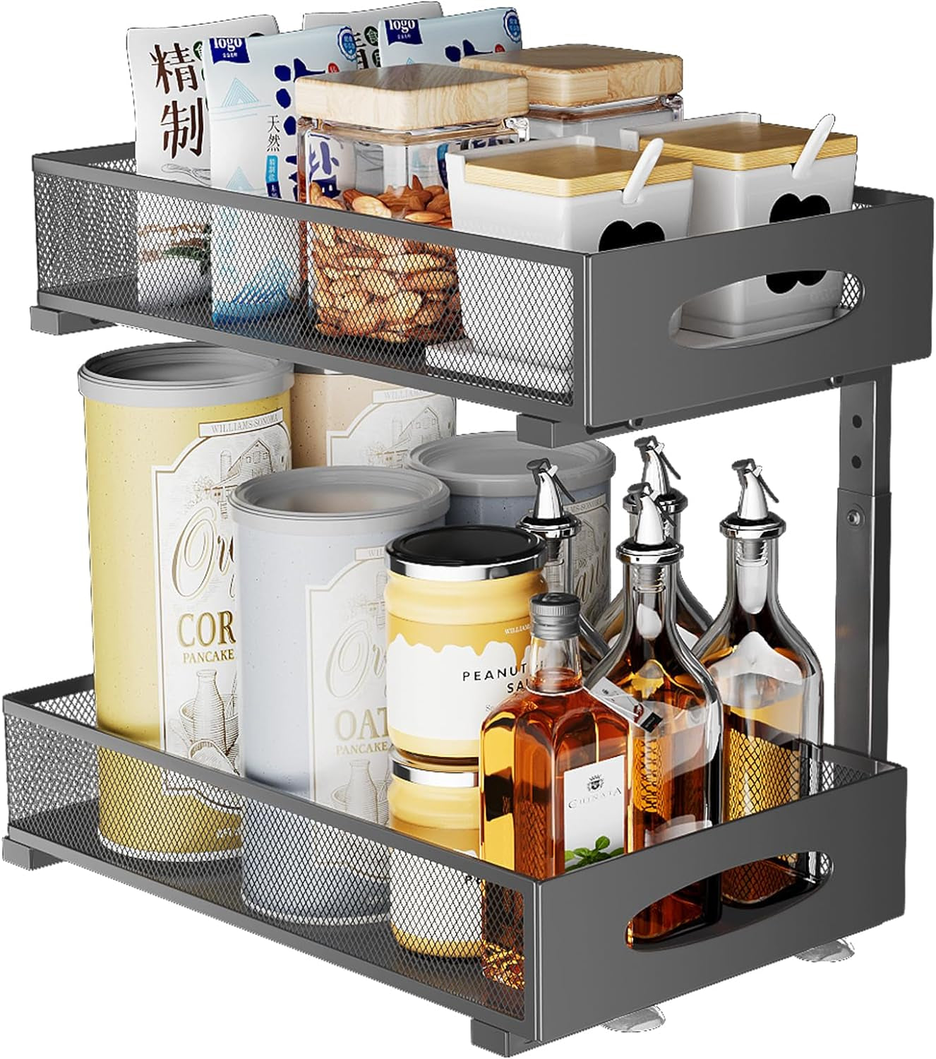 Under Sink Organizer 2 Tier Pull Out Cabinet Organizer Baskets 