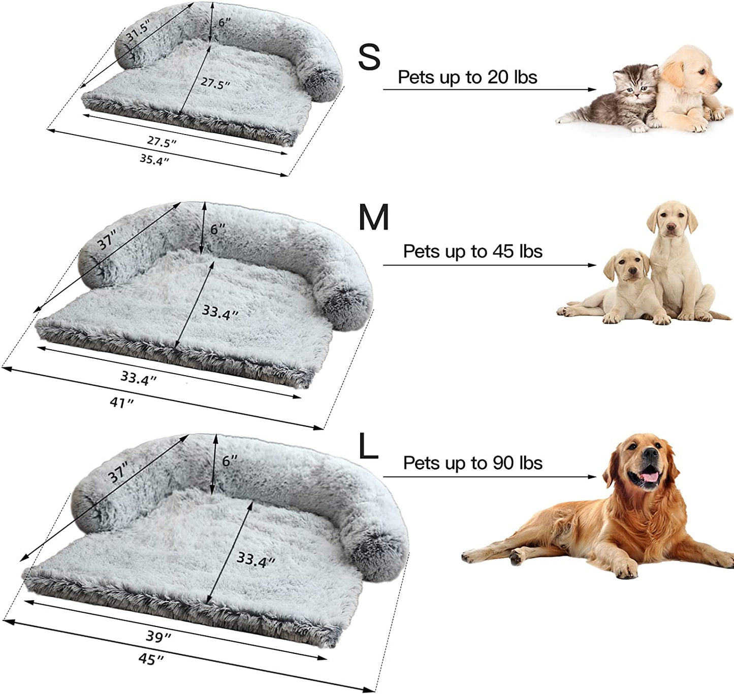 Calming Dog Bed Fluffy Plush Dog Mat for Furniture 