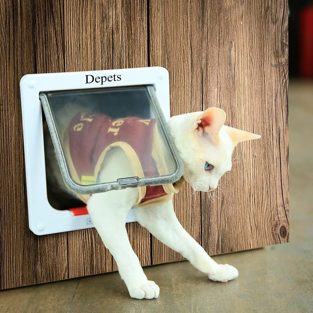 4 Way Locking Cat Flap Door for Interior Exterior Doors