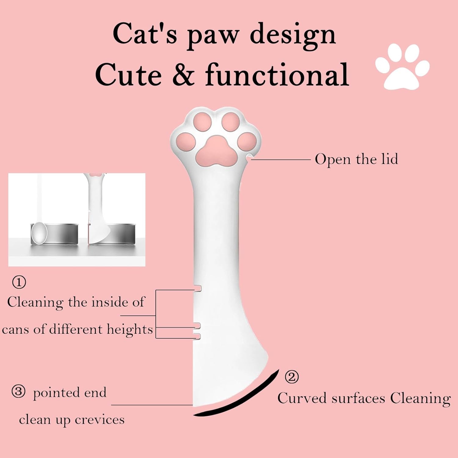   Cute Paw Shape Opener Spatula Cat Wet Food Spoon Universal BPA  