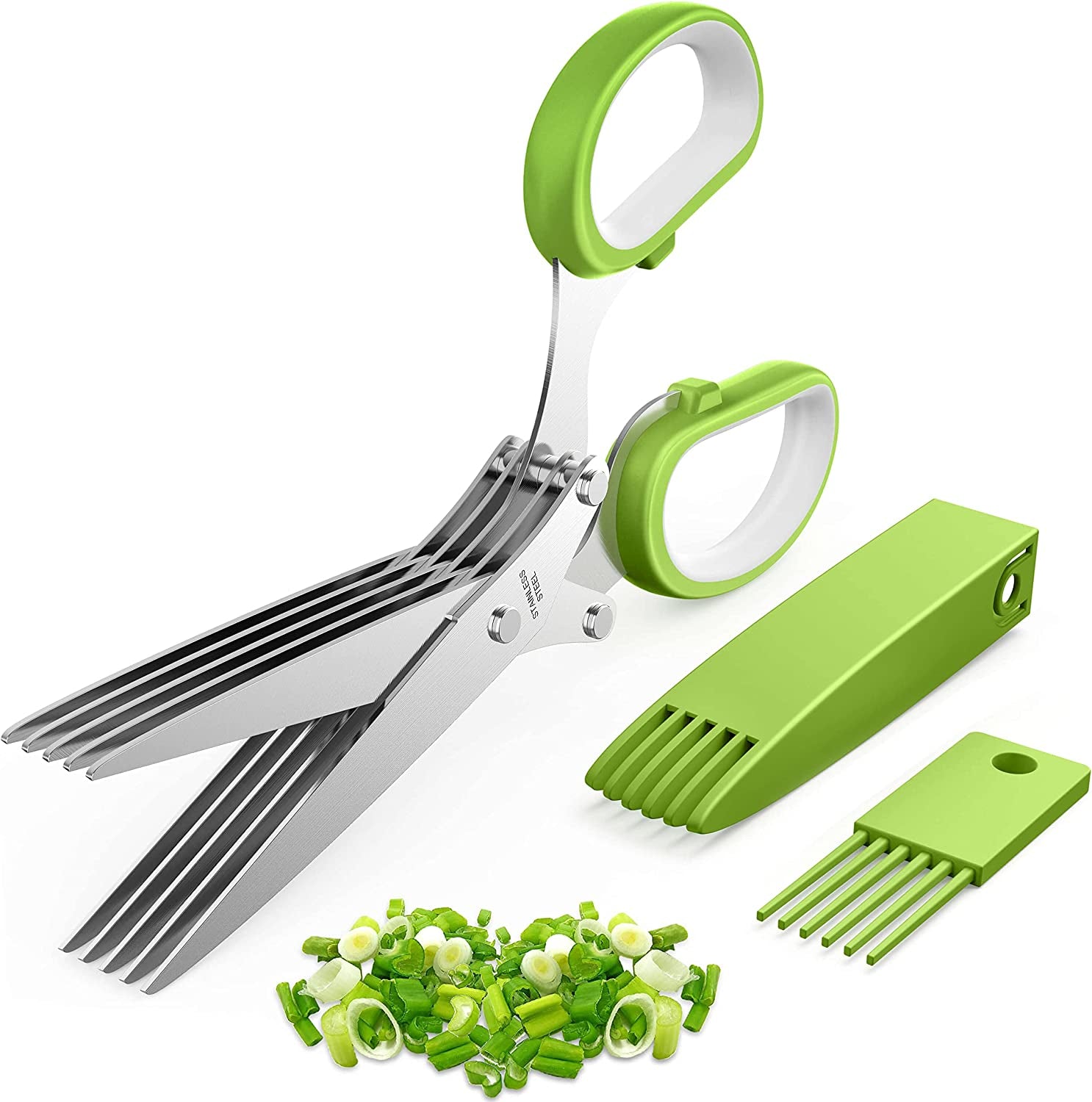 Herb Scissors Set  Kitchen Herb Shears Cutter with 5 Blades and Cover Sharp 