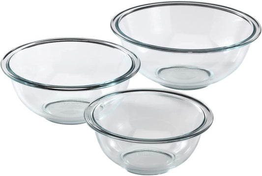 Glass 3 Piece 3 PC Mixing Bowl Set