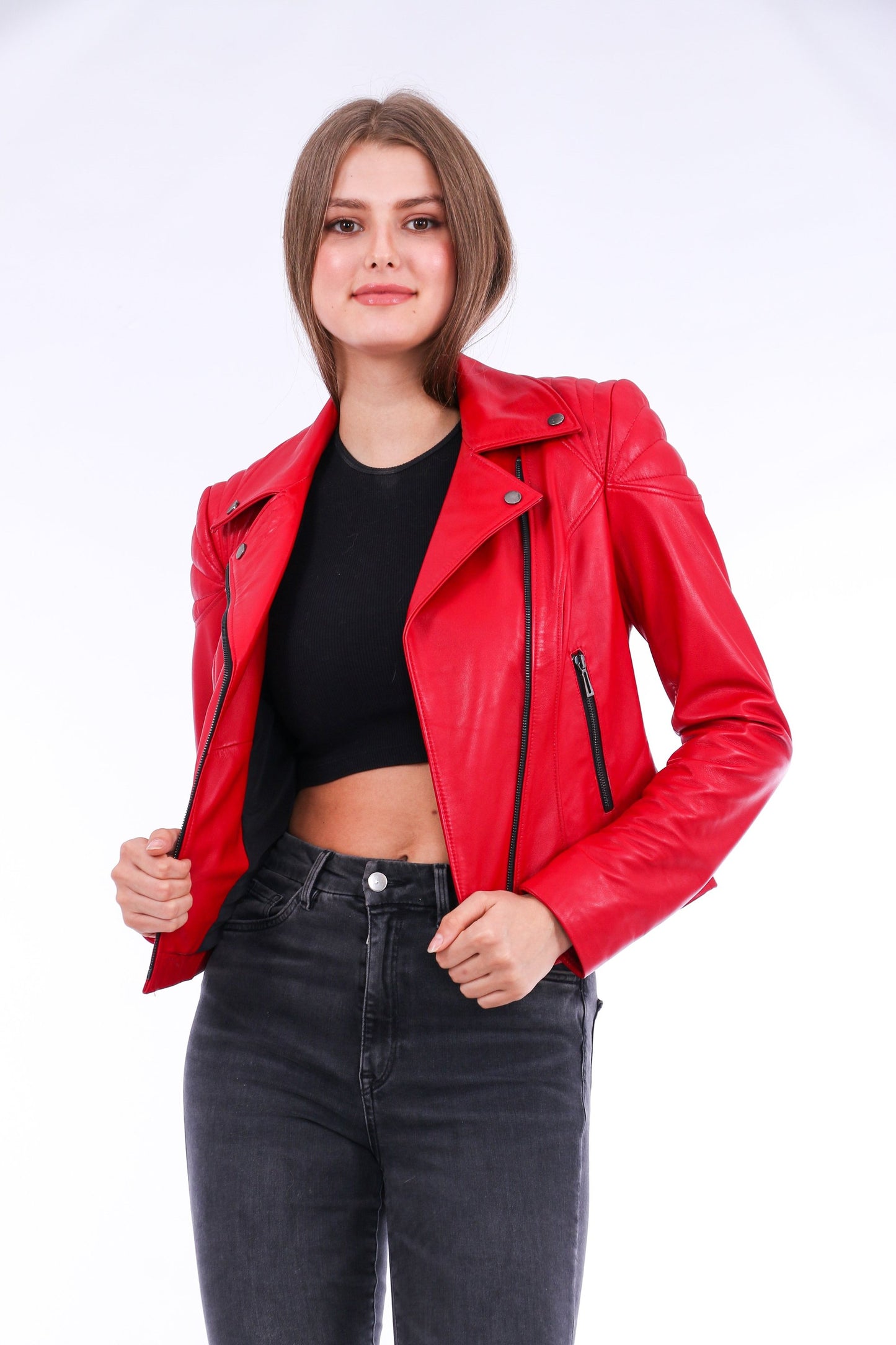 Palomi Leather Biker Jacket