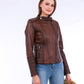 Ravenna Leather Biker Jacket - Brown
