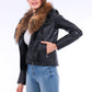 Ravenna Leather Biker Jacket - Black
