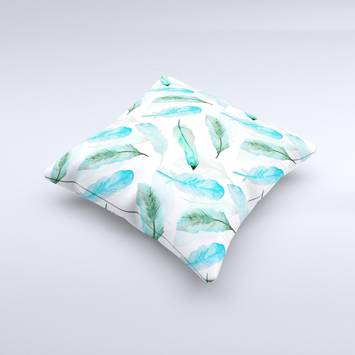 The Feathery Watercolor ink-Fuzed Decorative Throw Pillow
