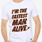 Fastest Man  White  Half Sleeve Graphic T Shirt